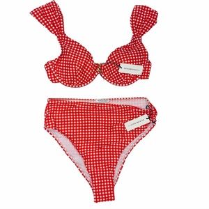 Revolve We Wore What Retro Red Gingham Bikini Swimsuit Set
